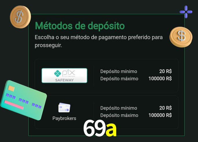 O cassino 69a oferece uma grande variedade de métodos de pagamento